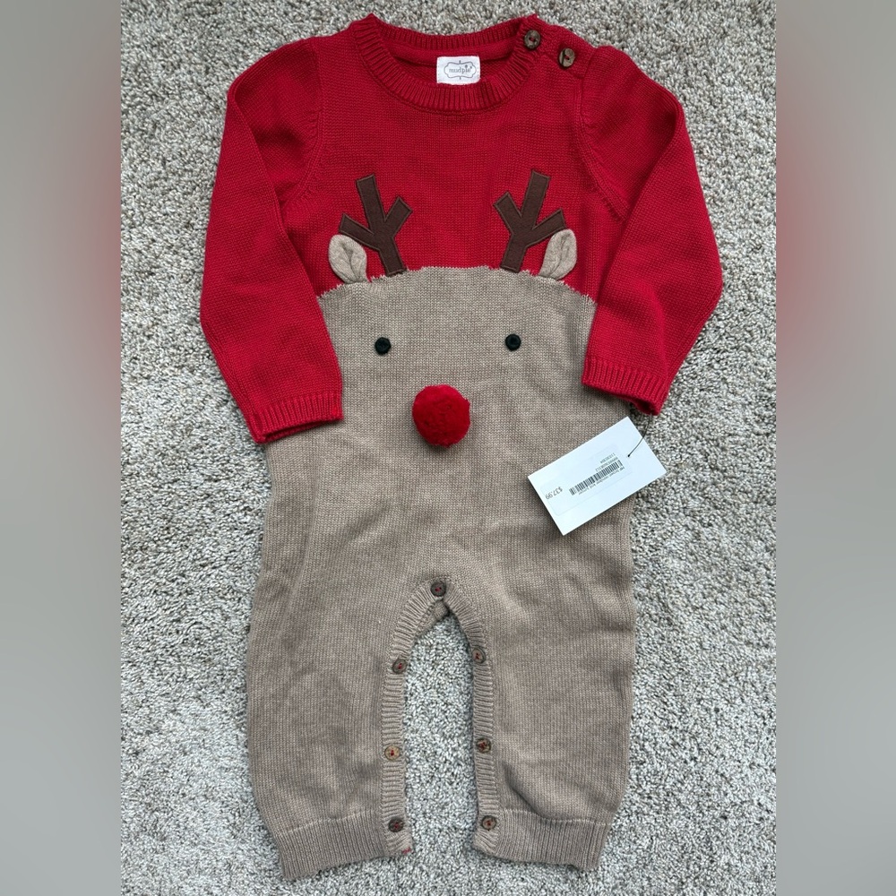 NWT Mud Pie Reindeer Baby Romper